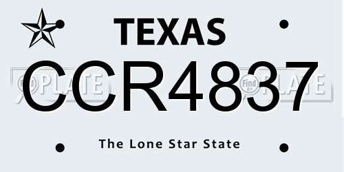 CCR4837 Texas License Plate