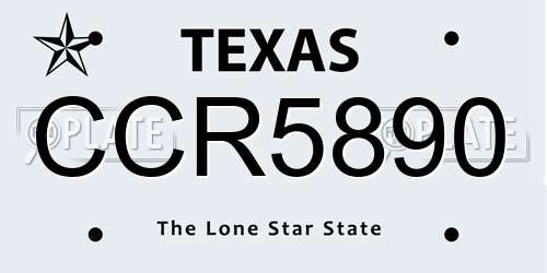 CCR5890 Texas License Plate