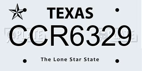 CCR6329 Texas License Plate