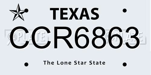 CCR6863 Texas License Plate