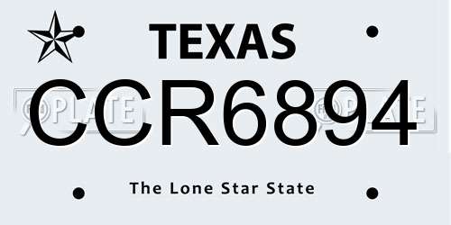 CCR6894 Texas License Plate
