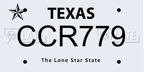CCR779 Texas License Plate