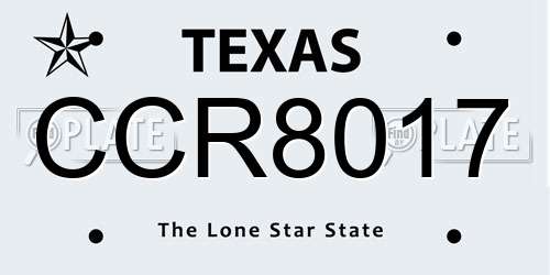 CCR8017 Texas License Plate