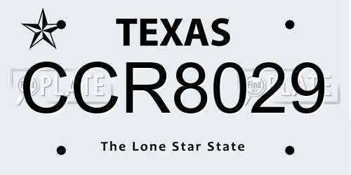CCR8029 Texas License Plate