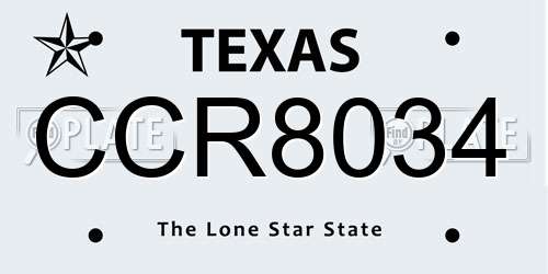 CCR8034 Texas License Plate