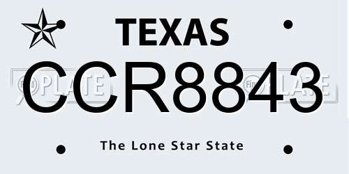 CCR8843 Texas License Plate