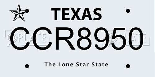 CCR8950 Texas License Plate