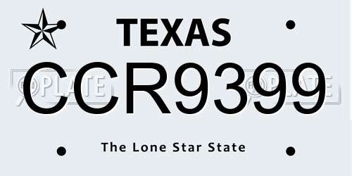 CCR9399 Texas License Plate