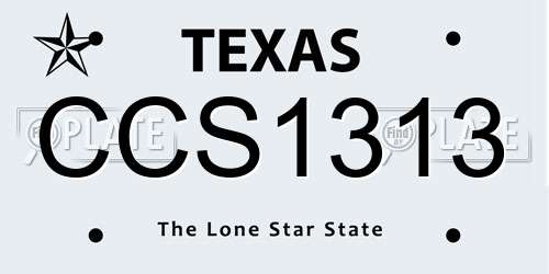 CCS1313 Texas License Plate
