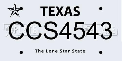 CCS4543 Texas License Plate