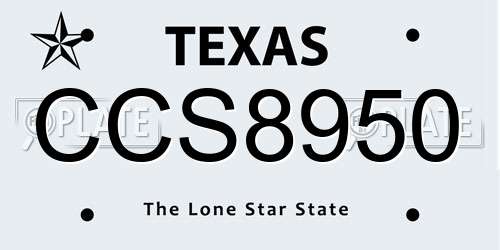 CCS8950 Texas License Plate
