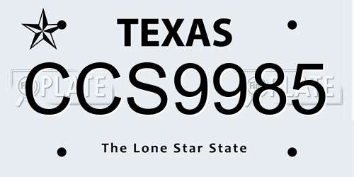 CCS9985 Texas License Plate