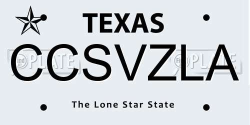 CCSVZLA Texas License Plate