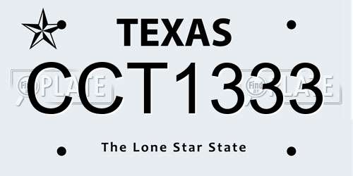 CCT1333 Texas License Plate