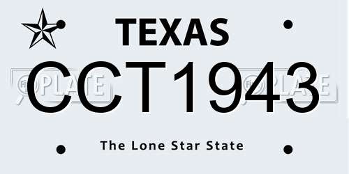 CCT1943 Texas License Plate