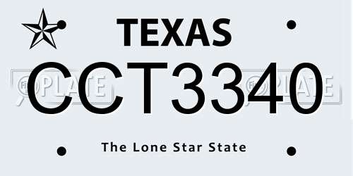 CCT3340 Texas License Plate