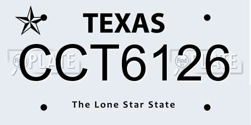 CCT6126 Texas License Plate