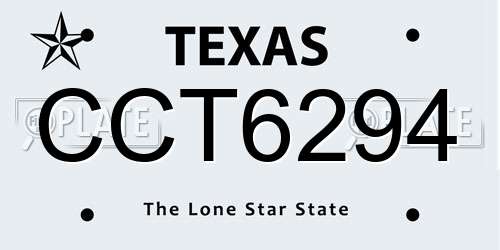 CCT6294 Texas License Plate