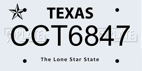 CCT6847 Texas License Plate