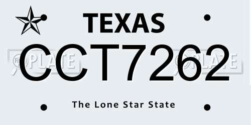 CCT7262 Texas License Plate