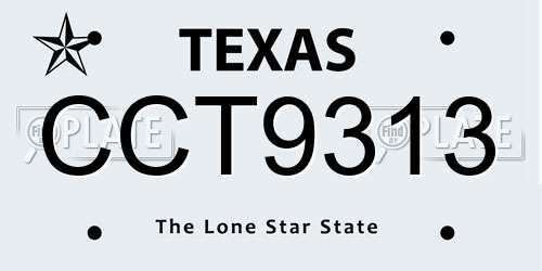 CCT9313 Texas License Plate
