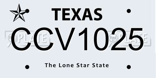 CCV1025 Texas License Plate