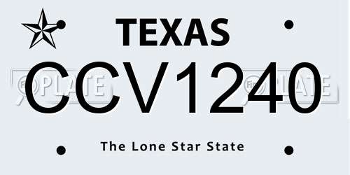 CCV1240 Texas License Plate