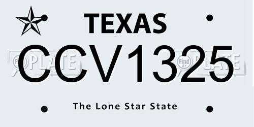 CCV1325 Texas License Plate