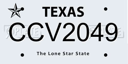 CCV2049 Texas License Plate