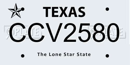 CCV2580 Texas License Plate