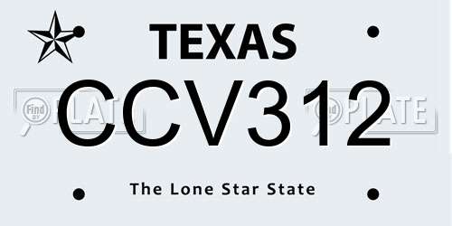 CCV312 Texas License Plate
