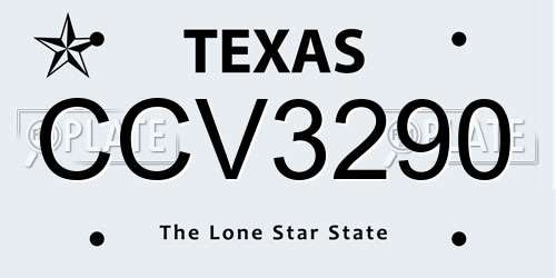 CCV3290 Texas License Plate