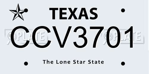 CCV3701 Texas License Plate