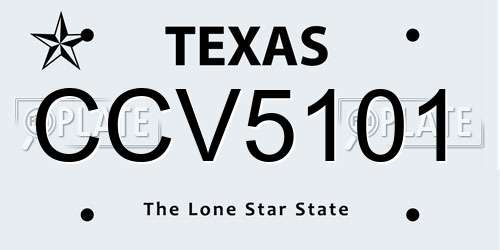 CCV5101 Texas License Plate