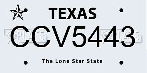CCV5443 Texas License Plate