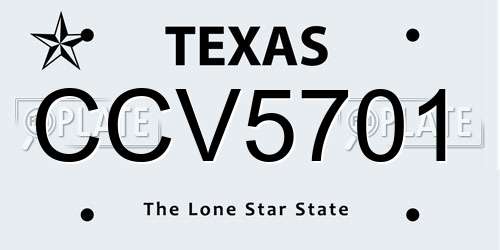 CCV5701 Texas License Plate