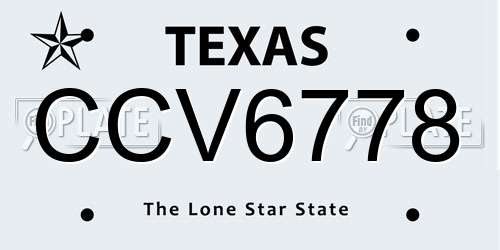 CCV6778 Texas License Plate