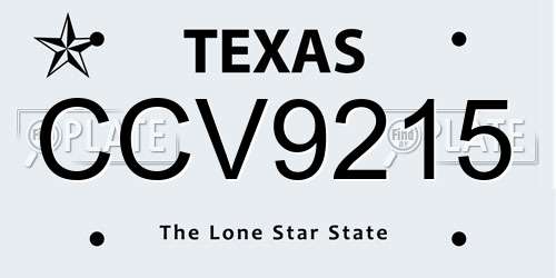 CCV9215 Texas License Plate