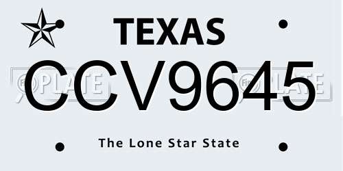 CCV9645 Texas License Plate