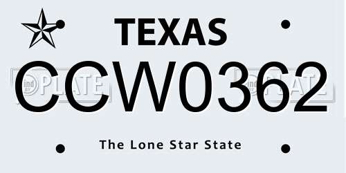 CCW0362 Texas License Plate