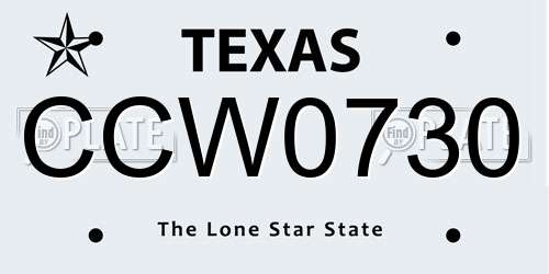 CCW0730 Texas License Plate