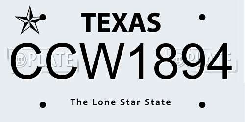 CCW1894 Texas License Plate