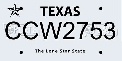 CCW2753 Texas License Plate