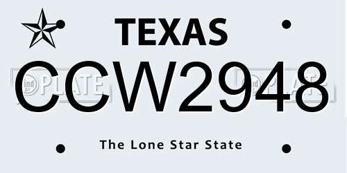 CCW2948 Texas License Plate