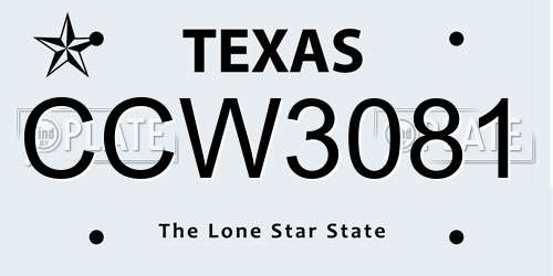 CCW3081 Texas License Plate