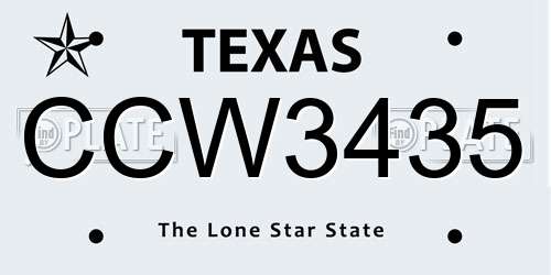 CCW3435 Texas License Plate