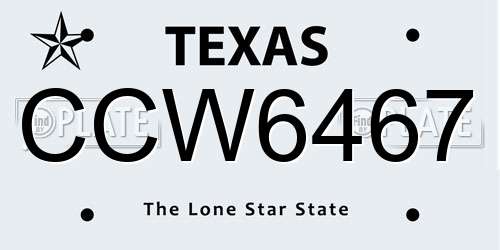 CCW6467 Texas License Plate