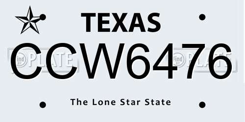 CCW6476 Texas License Plate