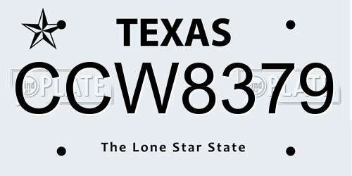 CCW8379 Texas License Plate