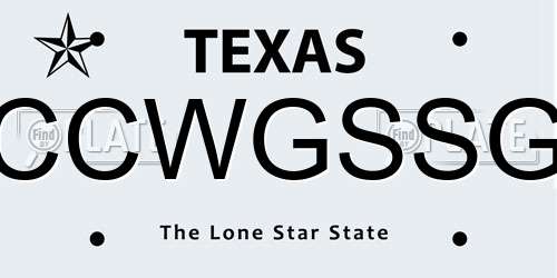 CCWGSSG Texas License Plate